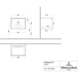 Villeroy & Boch Subway 3.0 57,2x42,9x47,8cm, o. LED/Gr monochr, Tau