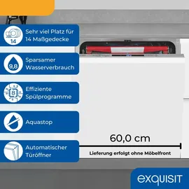 Exquisit EGSP9614-E-031B Einbau-Geschirrspüler (vollintegrierbar, 598 mm breit)