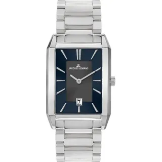 JACQUES LEMANS Herren-Armbanduhr Quarz Edelstahl rechteckig, 5bar, 1-2160J
