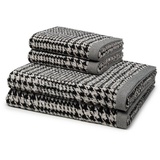 Möve Brooklyn Handtuch-Set (4-teilig) Nature/Black Schwarz