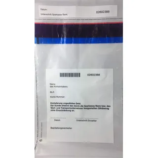 500 x Münzgeldtaschen: 220 x 340 + 30 mm Bon, transparent, Safebags, Sicherheitstasche