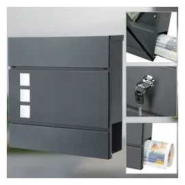 monzana Designer Briefkasten mit Sichtfenster Anthrazit