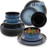 sänger Osaka Tafelservice 18-tlg. blau mit schwarzem Rand