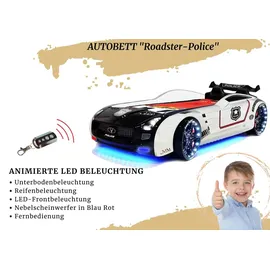 Aileenstore Kinderbett Roadster Police 90 x 190 cm Holz schwarz