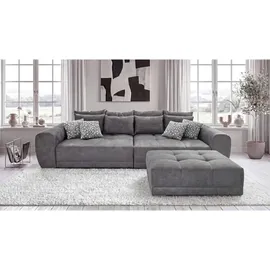 luma-home schönes für dein zuhause Big Sofa XXL B306/T134/H86 cm, bequeme Lounge Couch mit hochwertiger Federkernpolsterung, viele Kissen, Liegefläche 120 cm x 240 cm, angenehmer Mikrofaserstoff-Bezug in Grau
