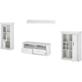 Home Affaire Wohnwand RAVENNA, (4-St), im romantischen Landhausstil, Griffe aus Metall, Softclose-Funktion weiß