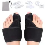 Hallux Valgus Korrektur Set, Schienen tag und nacht Bandage Zehenspreizer Bunion Corrector Ballenschutz Mit 3 Paar Gel-Zehenseparatoren Und Verstellbarem Riemen Zur