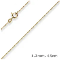 Schmuck Krone Goldkette 1,3mm Rund-Ankerkette aus 585 Gelbgold 45cm, Gold 585 goldfarben