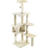 VOUNOT Kratzbaum Groß für Katzen, Katzenbaum mit Sisalstamm, 138cm, Beige