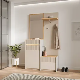 Forte Oak Squere Garderobenschrank 108,4 x 41,7 x 195,9 cm beige