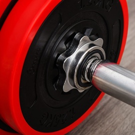 Homcom Hantelset 20KGS 2-IN-1 Hanteln&Langhanteln verstellbar Gewichtheben für Zuhause Fitness Muskel Rot+Schwarz 21,5 x 21,5 x 3,8 cm