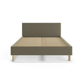 Andas Polsterbett ANDAS "Albybyn, Bettgestell mit Kopfteil und Lattenrost, in 2 Breiten", grün (oliv), B:145cm H:84cm L:205,5cm, 100% Polyester, Betten, Polsterbett, ohne Bettkasten und Matratze, in 2 Breiten- 140 und 160 cm