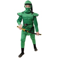 Narrenkiste O5519-116 grün Kinder Junge Mädchen Ninja Schwertkämpfer Kostüm Gr.116