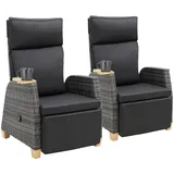 Tectake tectake® Rattansessel, Grau, Kunststoff, 68.5x104x128 cm, Gartenmöbel, Gartenstühle, Gartenstühle
