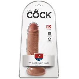 KING COCK Dildo 7" Cock with Balls, hautfarben hell