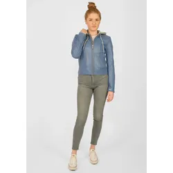 Lederjacke MAZE "Mico", Damen, Gr. XL, blau, Obermaterial: 100% Lammleder / Innenfutter: 100% Polyester / Kapuze: 55% Baumwolle, 45% Polyester, Jacken