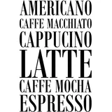 Queence Wanddekoobjekt QUEENCE "Kaffee, Cappucino, Expresso ...", schwarz (schwarz, weiß), B:30cm H:45cm T:0,1cm, Stahl, Wanddekoobjekte, Stahlschild, Blechschild, Spruch, Witzig, Wanddeko, retro, 20x30cm