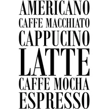 Queence Wanddekoobjekt QUEENCE "Kaffee, Cappucino, Expresso ...", schwarz (schwarz, weiß), B:30cm H:45cm T:0,1cm, Stahl, Wanddekoobjekte, Stahlschild, Blechschild, Spruch, Witzig, Wanddeko, retro, 20x30cm