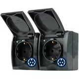 REV Ritter Doppelsteckdose IP44 Anthrazit 2 St.