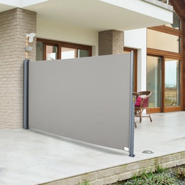 Outsunny Seitenmarkise mit Rückrollfunktion grau 300 x 160 cm (LxH)