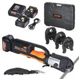 Vevor Akku Presszange 32kN Rohrpresszange Crimpzange, M15-, M22-, M28-Backen, Presswerkzeug-Set mit 2 Stück 18-V-4,0-Ah-Akku, Quetschzange mit Schnellladegerät und Tragetasche