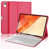 FOGARI iPad 10 Generation Tastatur Hülle | iPad 10.9 Tastatur Hülle 2022 - QWERTZ Deutsches Tastatur Magnetische Kabelloser Bluetooth Abnehmbar für iPad 10.Generation A2696/ A2757/ A2777 - Rot