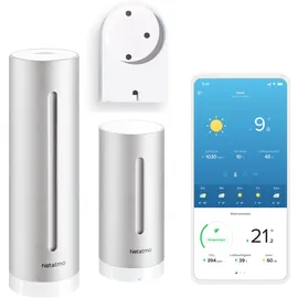 Netatmo Smarte Wetterstation mit Wandhalterung - WLAN, Funk, Innen- und Außensensor, Wettervorhersage, Hygrometer, Luftqualität, Kompatibel mit Amazon Alexa, Apple HomeKit und Google Home, NWS-AMZ