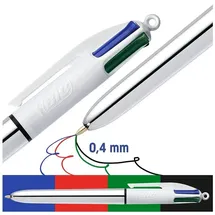 BIC 4-Farben-Kugelschreiber 4 Colours Shine metallic-silber, Schreibfarbe: blau, schwarz, rot, grün, 1 St.