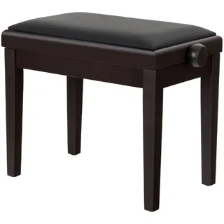 Classic Cantabile Pianobank Modell A - abnehmbare Sitzfläche - Schwarzes Polster aus Kunstleder - Höhenverstellbar von 48 bis 58 cm - 2-fache Kreuz-Mechanik - Massive Holzkonstruktion - Rosenholz Matt