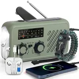 Notfall Radio, 3-Wege-Laden Kurbelradio mit 2000mAh Powerbank, SOS-Alarm, für Camping & Outdoor (Inkl. Kopfhörer & Armband)