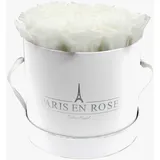 Rosenbox Ø 19 cm Weiß-Silber mit 14 Weißen Rosen