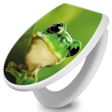 Banjado Toilettendeckel Mit Absenkautomatik WC-Sitz Soft Close Weiß Hygienischer Duroplast Leichte Montage Mit Motiv Frosch