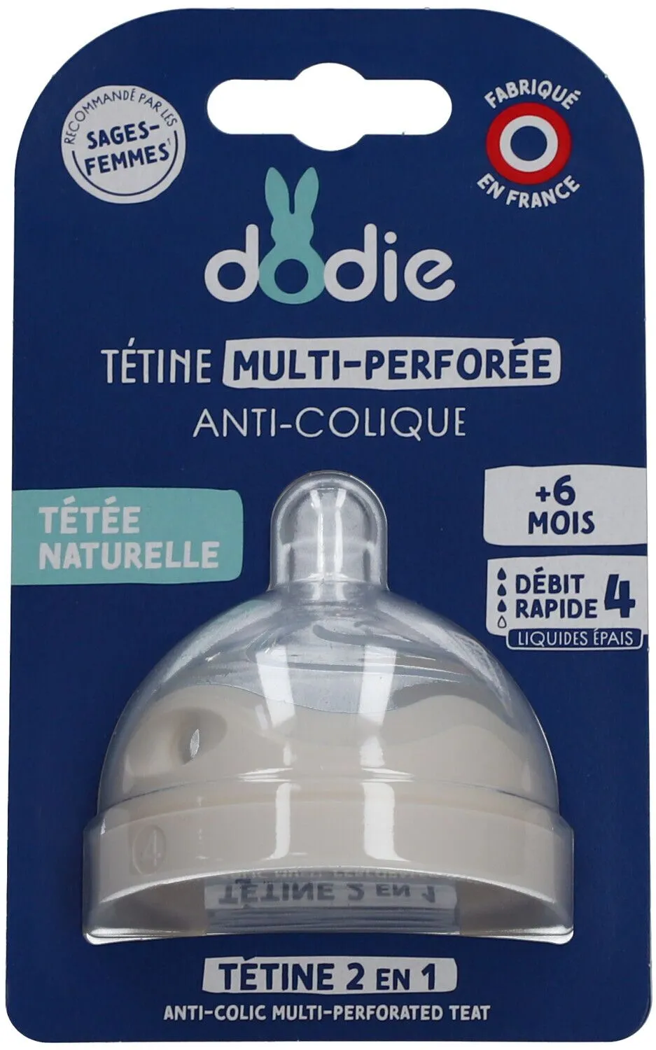 Dodie Multi-Perforierter Anti-Kolik Sauger Fluss 4 Dickes Team +6M