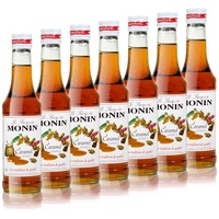 7x Monin Karamell / Caramel Sirup, 250 ml Flasche