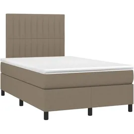 vidaXL Boxspringbett mit Matratze & LED Taupe 120x200 cm Stoff