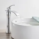 Aiperq - Wasserhahn Bad Wasserfall Waschtischarmatur Hoch Wasserhahn Bad aus Messing Chrom Armatur Waschbecken Einhebelmischer Mischbatterie für