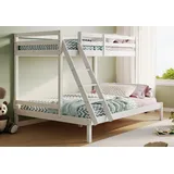Kids Collective Hochbett, Etagenbett, Hochbett 90x200 | Kinderbett mit großem 140x200 cm Bett unten, EN 747-zertifiziert, stabil & robust Stockbett | 206x147x145 cm (BxTxH) | Weiß