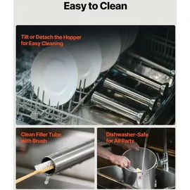 Vevor elektrischer Wurstfüller 12 L Wurstfüllmaschine Fleischfüller mit stufenloser Geschwindigkeitsregelung & Pedal, Hochleistungsfüller aus Edelstahl mit 4 Wurstfüllrohren, Fleischfüllen