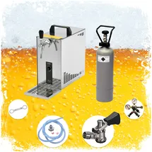 ich-zapfe Komplett Set - Zapfanlage, Bierzapfanlage, Bierkoffer, Durchlaufkühler PYGMY 25 1-leitig Trockenkühler, 35 Liter/h, Zapfkopf:5 Liter Adapter