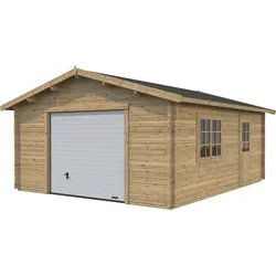 Garage PALMAKO "Roger", braun (hellbraun), Holzwerkstoff, Garagen, BxTxH: 514x598x287 cm, mit Sektionaltor, hellbraun