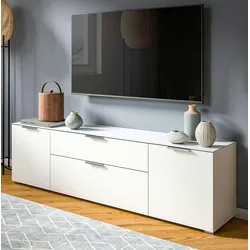 Inn.Furn TV-Lowboard weiß 179 cm mit Glasauflage, Soft-Close Riano