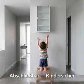 Karat Medizinschrank Allen Abschließbarer Arzneischrank mit Glastür Weiß 60 x 30 cm 4 Fächer