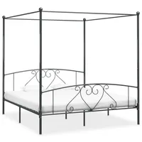 vidaXL Himmelbett-Gestell Grau Metall 200 x 200 cm