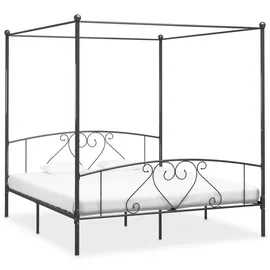 vidaXL Himmelbett-Gestell Grau Metall 200 x 200 cm