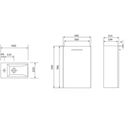 Belvit Lara Unterschrank mit Waschbecken Nuss (39,2x59x21,5cm)