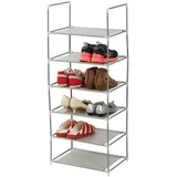 Axentia Schuhregal mit 6 Ebenen - Schuhablage aus Metall - Regal-Ablage zur Aufbewahrung für bis zu 12 Paar Schuhe mit sechs Vlies-Böden, Plastik, Grau, 29 x 43 x 94 cm