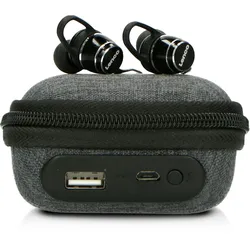Lenco EPB-160BK - Schweißresistente Bluetooth®-Ohrhörer inklusive Powerbank-Tasche - Schwarz