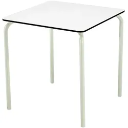 Quadratische Tische 80x80 cm in weiß. Stapelbare Möbel für Innen- und Außenterrasse von Bar, Restaurant, Cafeteria und Catering.