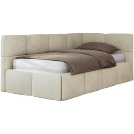 MKS JUGENDBETT ARVO 90/200 - Beige Velvet - Foam-Matratze - Rechts Seite