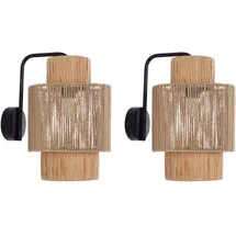 Beliani Wandlampe 2er Set JAMMA Papierschnur Naturfarben